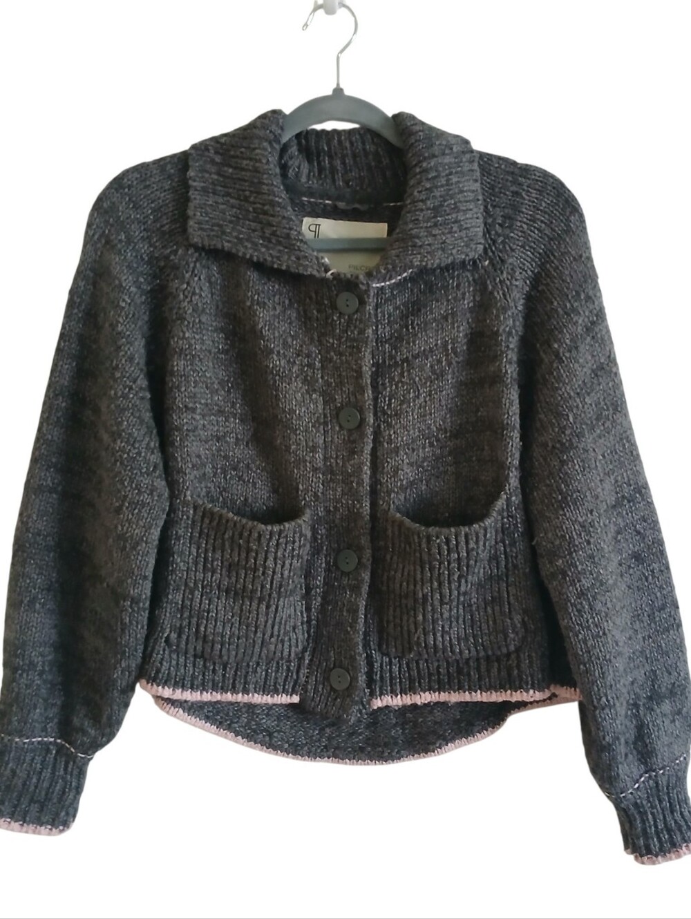 Pilcro Anthropologie Jesse Dog Icon Cardigan Sweater XXS French Bulldog Oversize - Picture 6 of 14